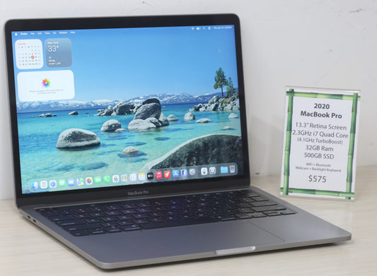 2020 MacBook Pro- 13" Screen, 2.3GHz i7, 32GB Ram, 500GB SSD