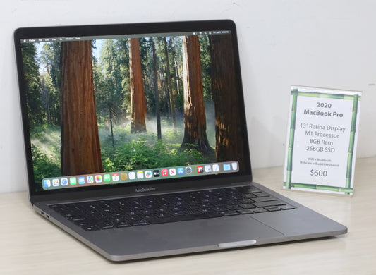 2020 MacBook Pro- 13" Screen, M1 Processor, 8GB Ram, 256GB SSD