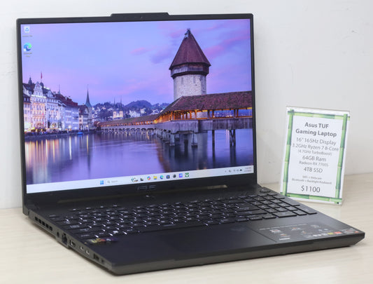 ASUS TUF Laptop- 16" 165hz Display, 3.2GHz Ryzen 7, 64GB Ram, 4TB SSD