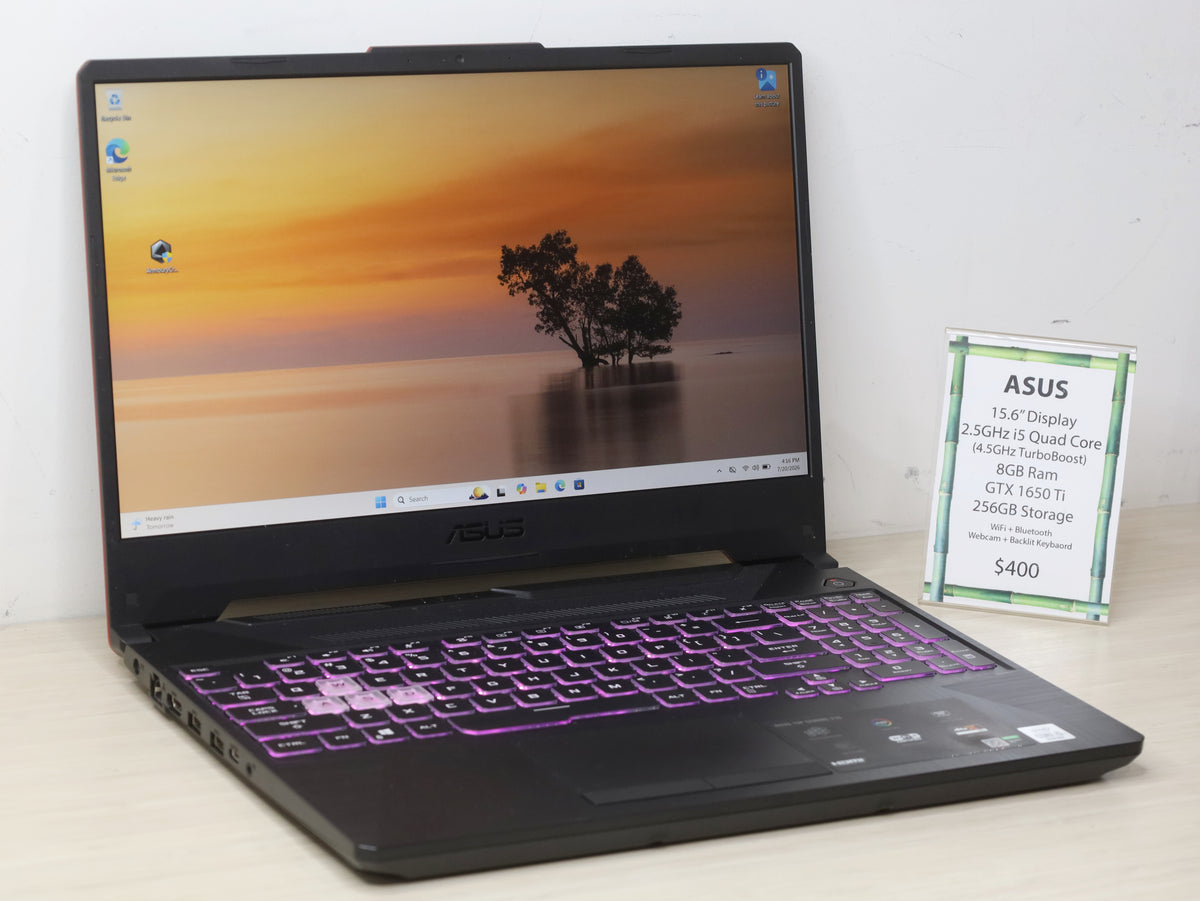 ASUS Laptop - 15.6" Display, 2.5GHz i5, 8GB Ram, GTX 1650 Ti, 256GB Storage
