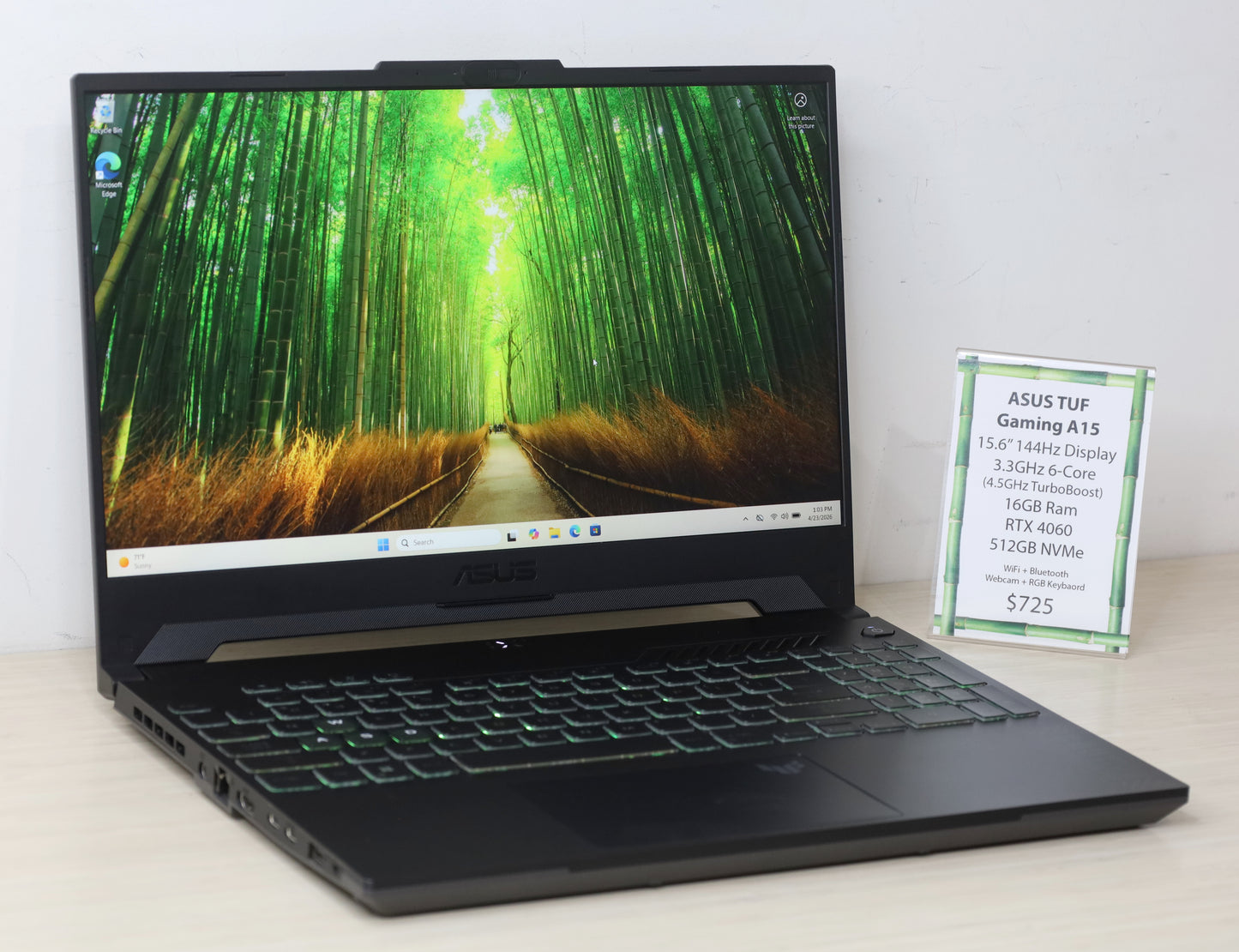 ASUS TUF Laptop - 15.6" Display, 3.3GHz CPU, RTX 4060, 16GB Ram, 512GB SSD
