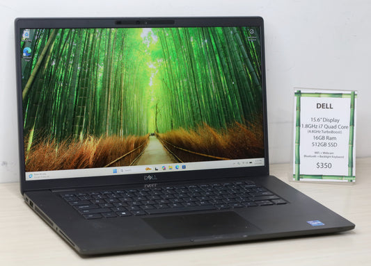 Dell Laptop - 15.6" Display, 1.8GHz i7, 16GB Ram, 512GB SSD
