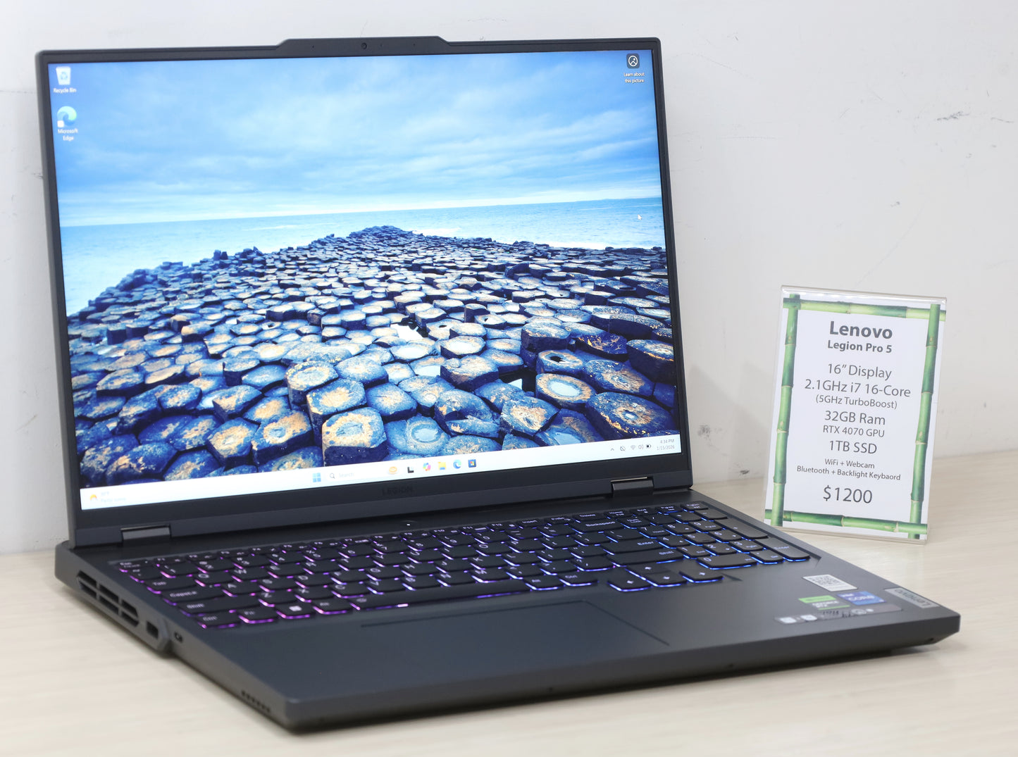 Lenovo Laptop- 16" Screen, RTX 4070, 2.1GHz i7, 32GB Ram, 1TB SSD